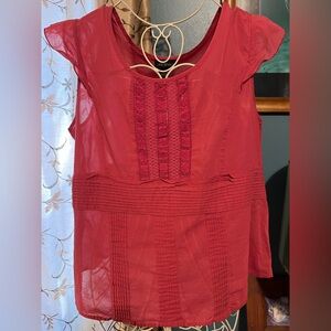 Lane Bryant Women's Coral Pin Tuck Flutter Sleeve Top 14/16